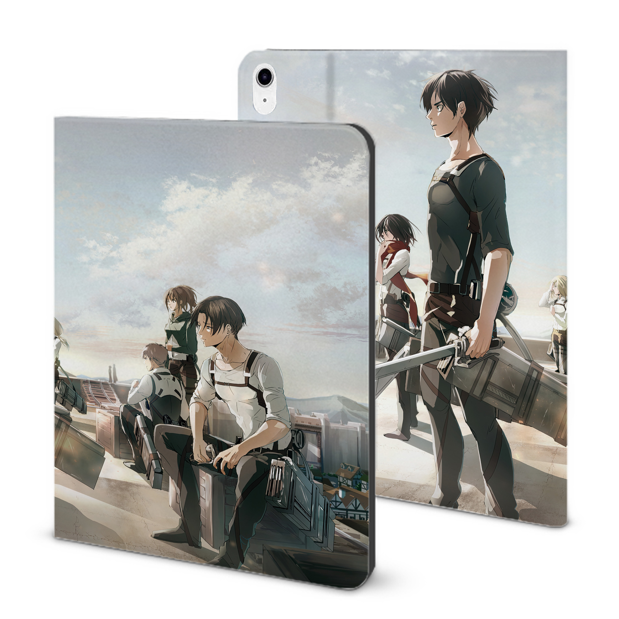 （画像用） 進撃の巨人 Attack on Titan IPad ケース ブック型 PUレザー TPU 耐衝撃 軽量 薄型 ペン収納なし 全面保護 IPad 各モデル対応